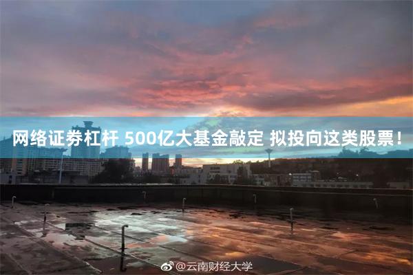 网络证劵杠杆 500亿大基金敲定 拟投向这类股票！